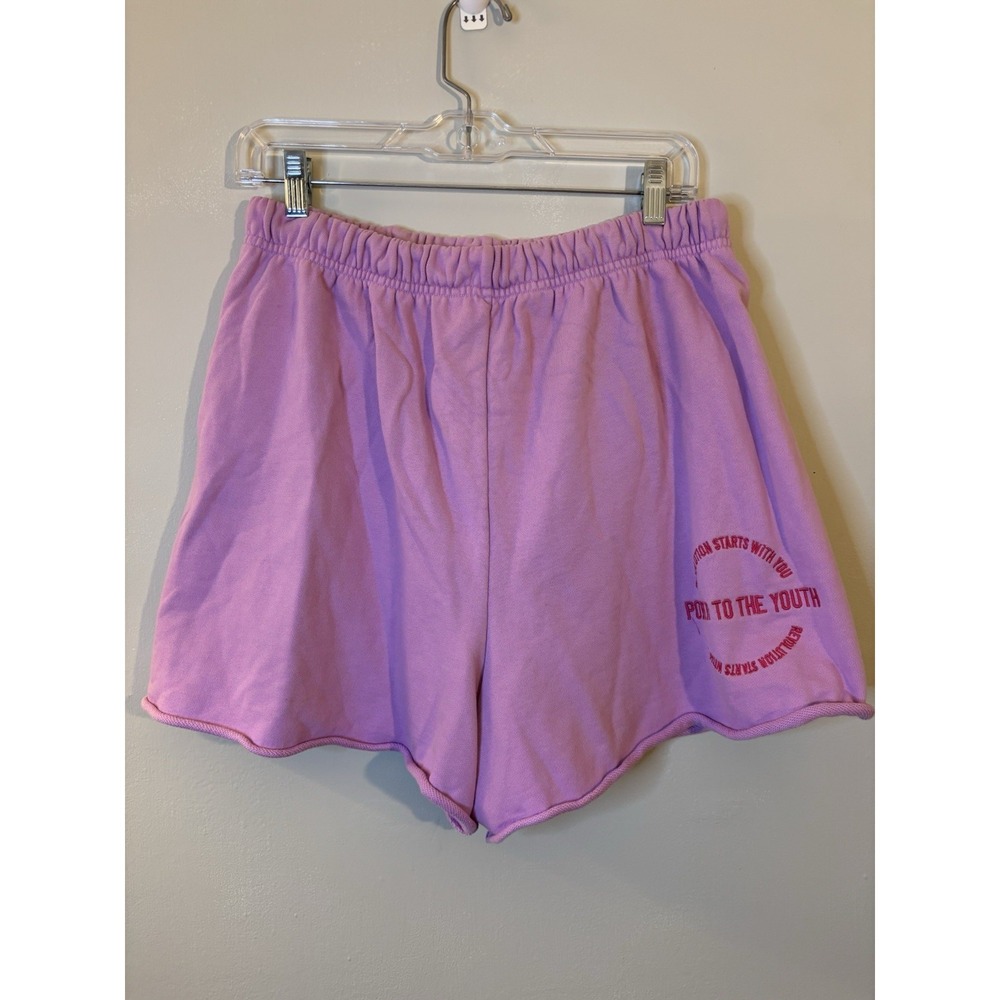 MAYFAIR The Label Pink Lavender Pull On Cotton‎ Sweatshorts L/XL Power To Youth